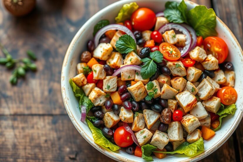 Rainbow Chicken and Bean Salad