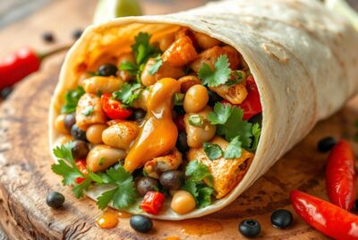 Spicy Bean and Chicken Wrap
